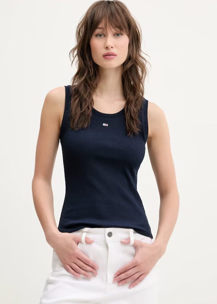 Γυναικείο Αμάνικο Rib Top Μπλε Σκούρο Tommy Jeans DW0DW20673-C1G-Dark Night Navy/Μπλέ Σκούρο