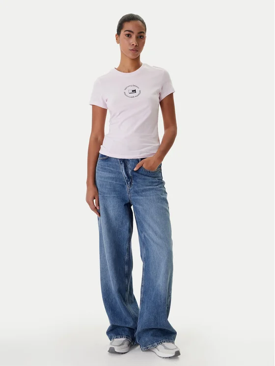 Tommy Jeans Slim Essential Logo 1 T-Shirt Γυναικείο DW0DW22273-Pink/Ρόζ