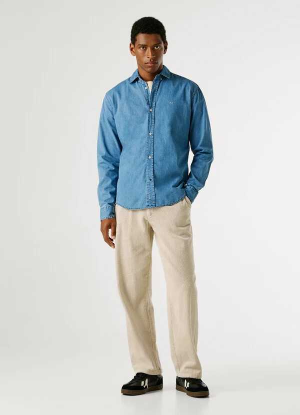 Pepe Jeans Slim fit denim shirt PM309001-Clean true blue/Ανοιχτό Μπλέ