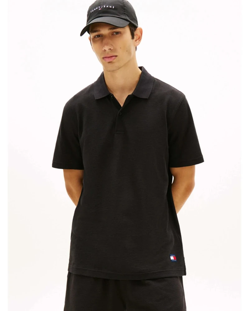 Tommy Hilfiger Tjm Reg Waffle Polo Ext Μπλούζα Polo DM0DM22703-BDS-Black/Μαύρο