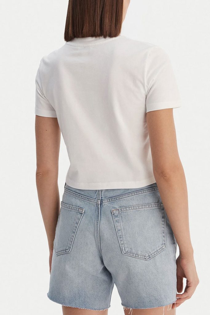 Calvin Klein Jeans LOGO CROPPED TEE Βασικό μπλουζάκι LV047AB213-Bright White/Λευκό