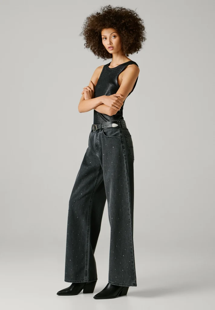 Pepe Jeans WIDE LEG LINA SPARKLE PJ0APPL20509292-Black/Μαύρο