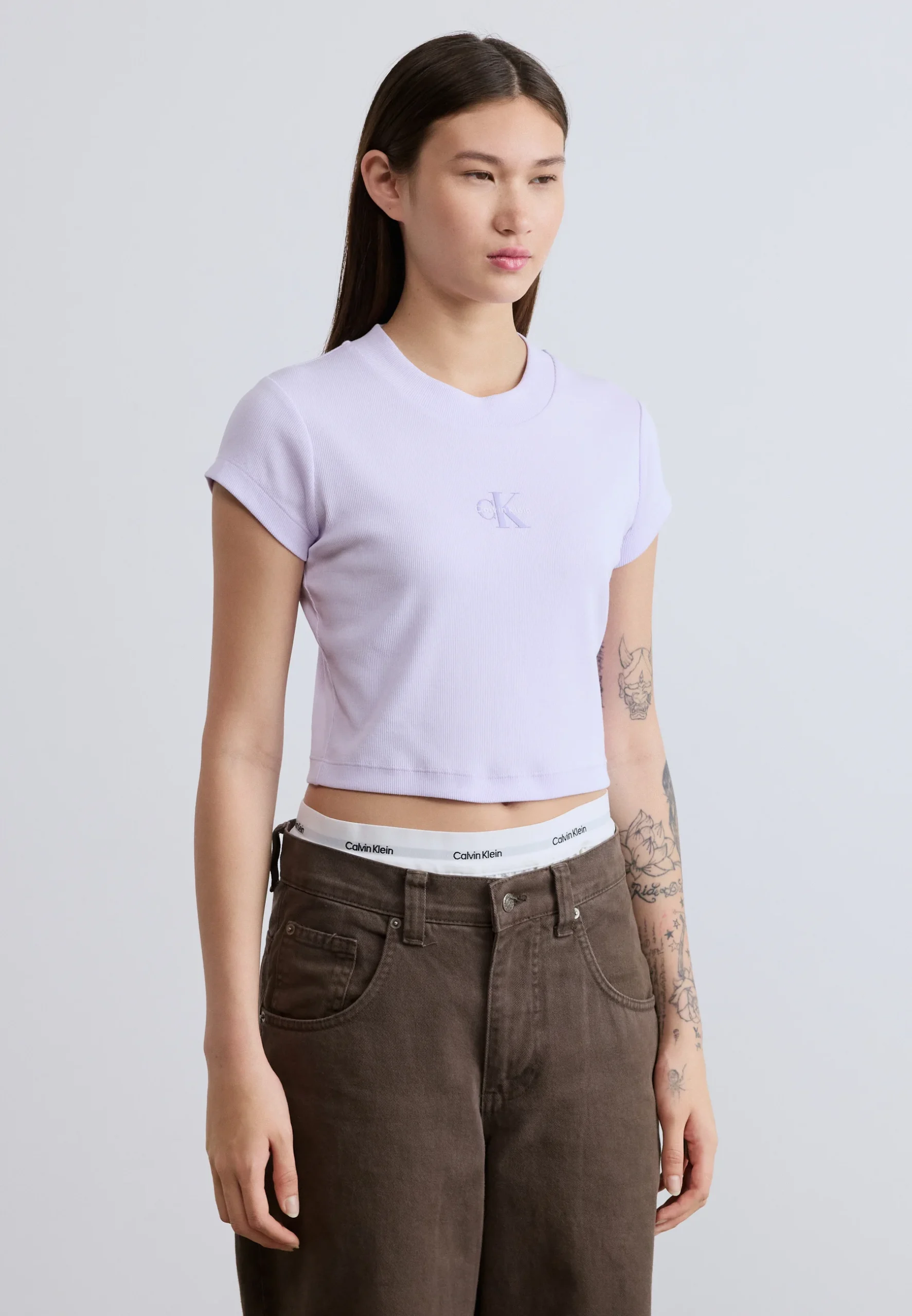 Calvin Klein Jeans MONOGRAM BABY TEE Βασικό μπλουζάκι LV047AB802-Island lilac/Λιλά Calvin Klein Jeans MONOGRAM BABY TEE Βασικό μπλουζάκι LV047AB802-Island lilac/Λιλά