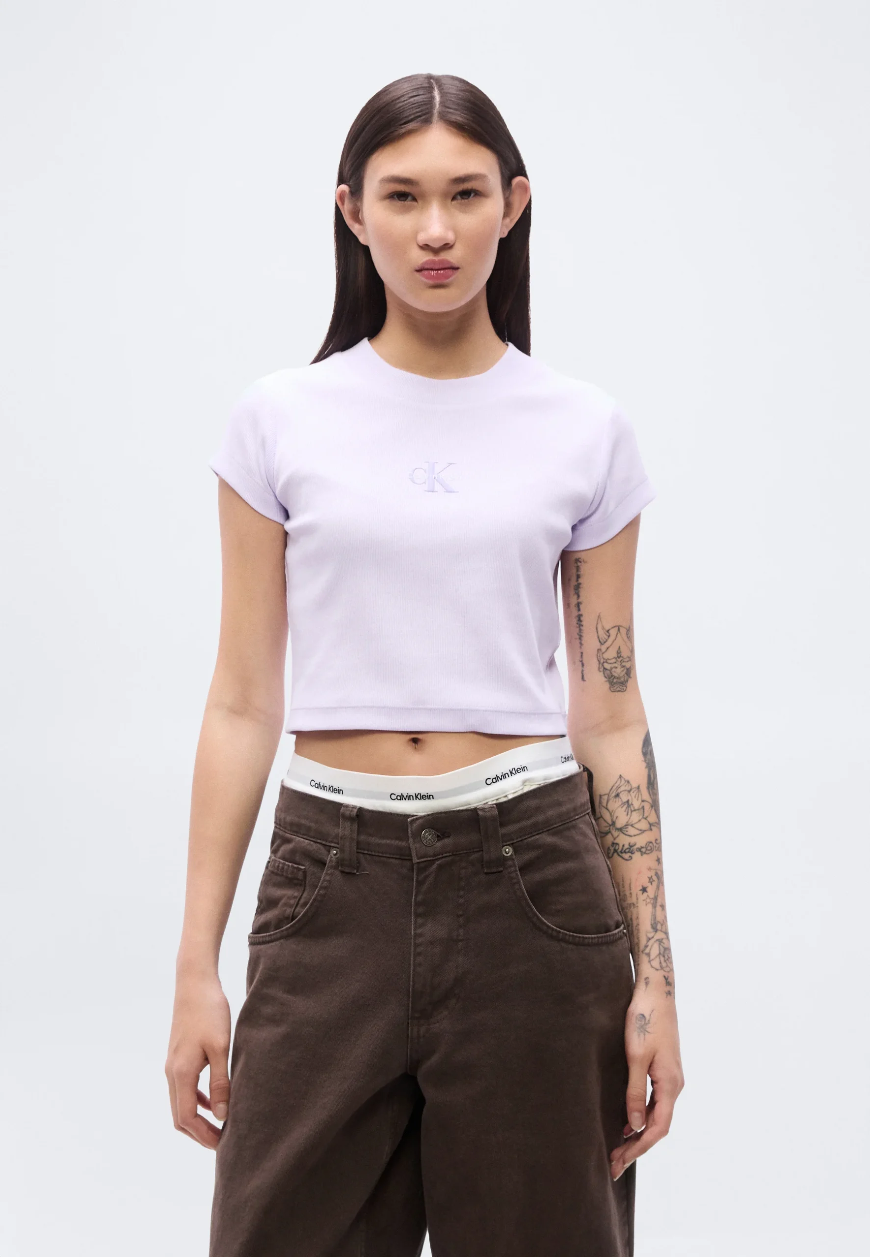 Calvin Klein Jeans MONOGRAM BABY TEE Βασικό μπλουζάκι LV047AB802-Island lilac/Λιλά Calvin Klein Jeans MONOGRAM BABY TEE Βασικό μπλουζάκι LV047AB802-Island lilac/Λιλά