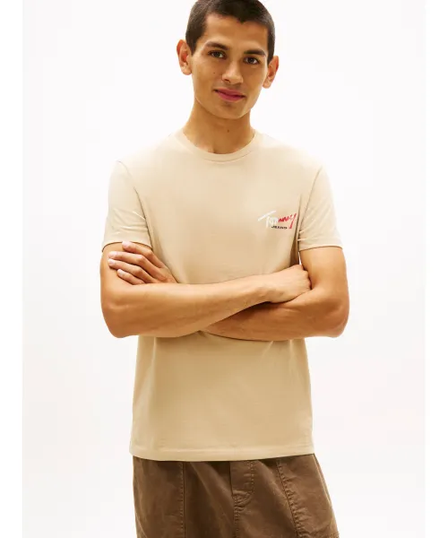 Tommy Jeans T-Shirt Slim Fit DM0DM22538-Beige/Μπέζ