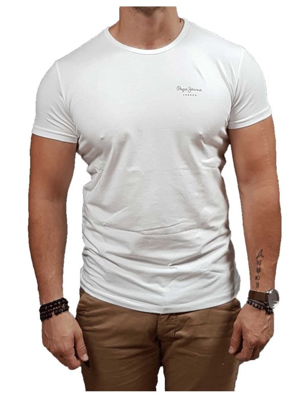Pepe Jeans Original Basic 3 N Slim Μπλούζα μακό  PM508212-800-White/Λευκό