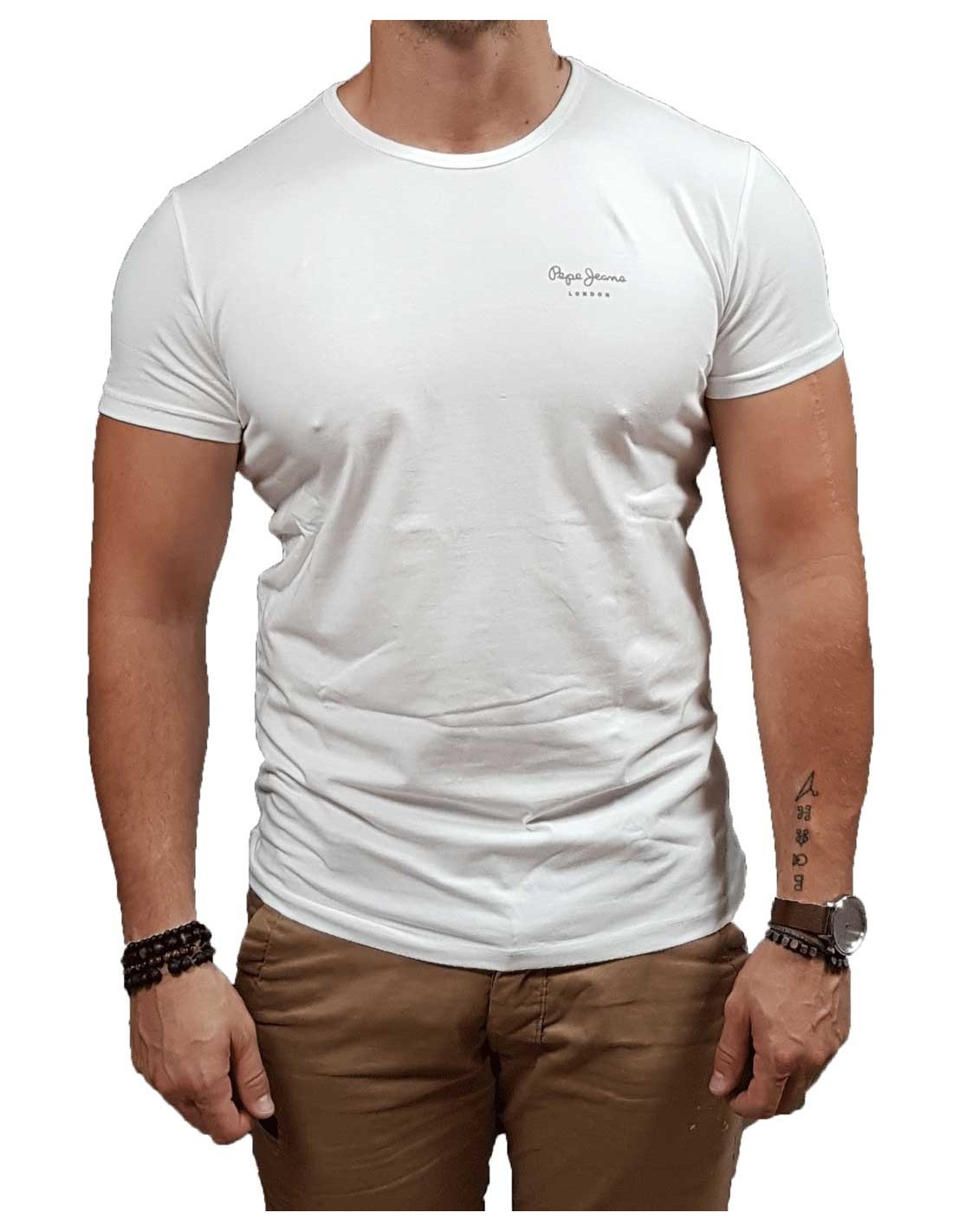 Pepe Jeans Original Basic 3 N Slim Μπλούζα μακό PM508212-800-White/Λευκό Pepe Jeans Original Basic 3 N Slim Μπλούζα μακό PM508212-800-White/Λευκό