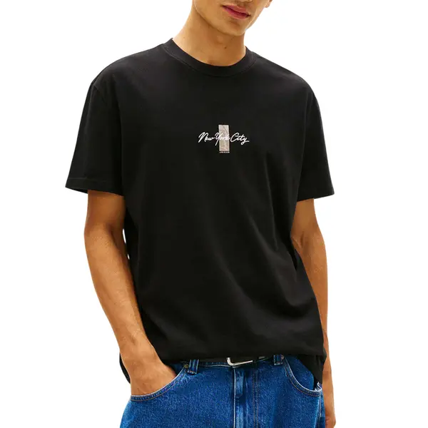 TOMMY JEANS TJM REG SIGN BLOCK SS TEE EXT Ανδρικό t-shirt DM0DM22532-BDS-Black/Μαύρο