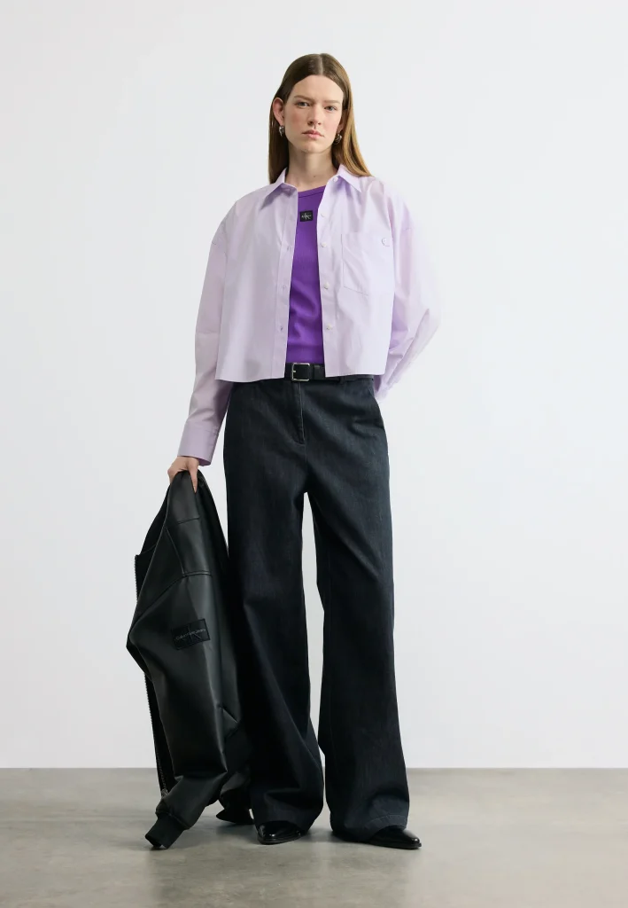 Calvin Klein Jeans CROPPED SHIRT Πουκαμίσα με κουμπιά LV047F104G-Island Lilac/Λιλά