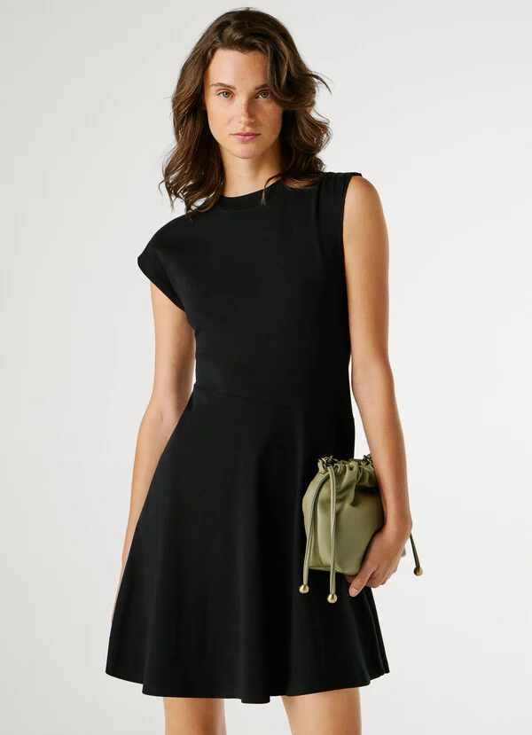 Pepe Jeans Ασύμμετρο μίνι φόρεμα PL9537812-Black/Μαύρο