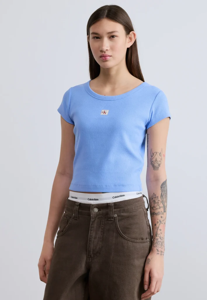 Calvin Klein Jeans LABEL BABY TEE Βασικό μπλουζάκι LV047C200G-Ciel/Σιέλ