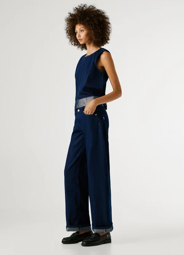 Pepe Jeans High-rise wide fit jeans Lina PL2050923-Denim/Σκούρο Μπλέ Pepe Jeans High-rise wide fit jeans Lina PL2050923-Denim/Σκούρο Μπλέ