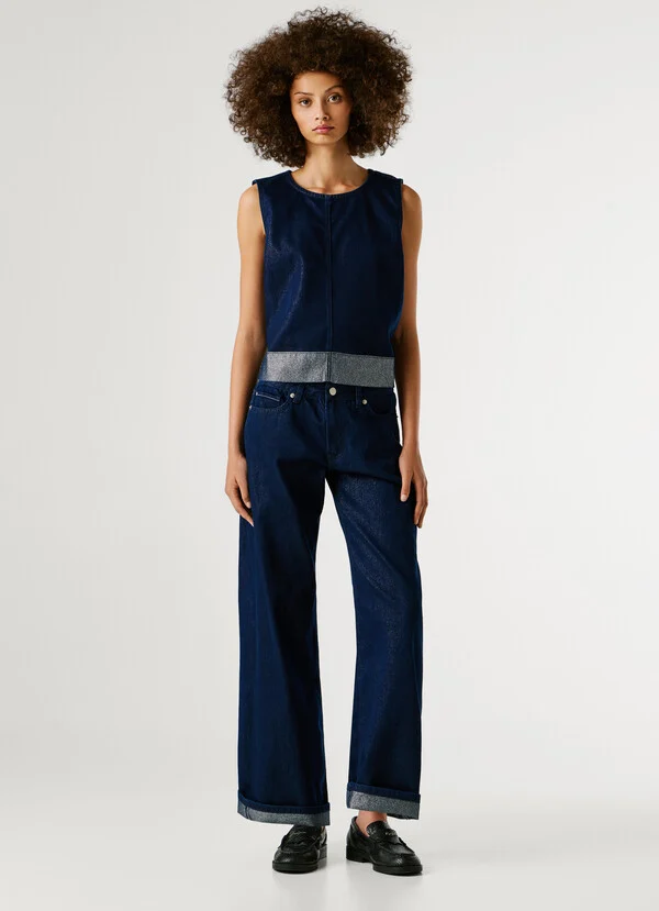 Pepe Jeans High-rise wide fit jeans Lina PL2050923-Denim/Σκούρο Μπλέ Pepe Jeans High-rise wide fit jeans Lina PL2050923-Denim/Σκούρο Μπλέ