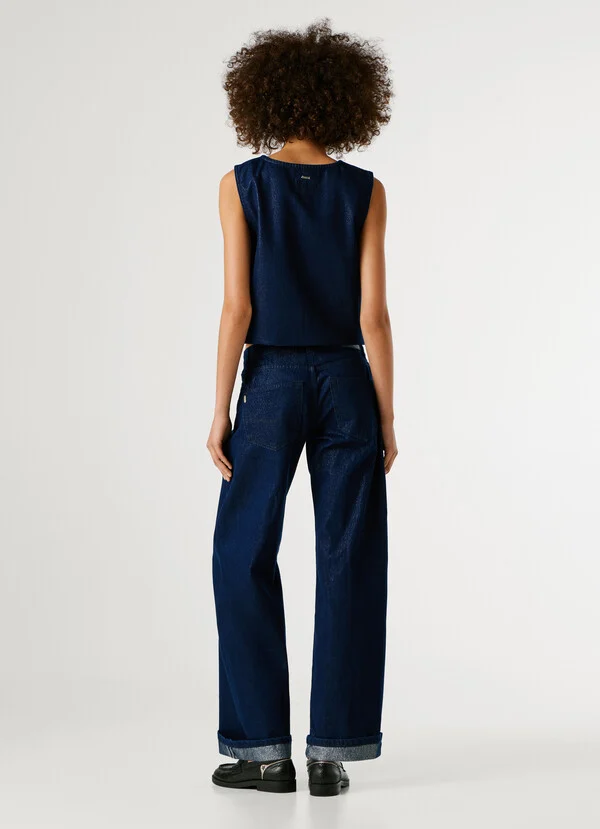 Pepe Jeans High-rise wide fit jeans Lina PL2050923-Denim/Σκούρο Μπλέ Pepe Jeans High-rise wide fit jeans Lina PL2050923-Denim/Σκούρο Μπλέ