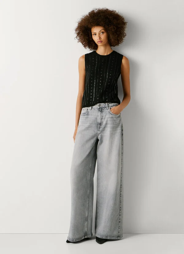 Pepe Jeans Ψηλό φαρδιά τζιν Jaimy PL2047404-Grey/Γκρί