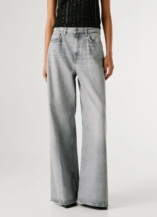 Pepe Jeans Ψηλό φαρδιά τζιν Jaimy PL2047404-Grey/Γκρί