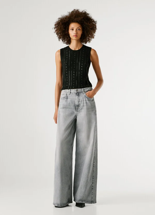 Pepe Jeans Ψηλό φαρδιά τζιν Jaimy PL2047404-Grey/Γκρί Pepe Jeans Ψηλό φαρδιά τζιν Jaimy PL2047404-Grey/Γκρί