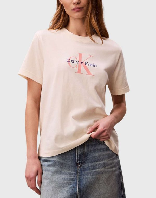 CALVIN KLEIN JEANS HR SS CLSSC MNLG CNC LV047B865G-F7J-Cream/Κρέμα