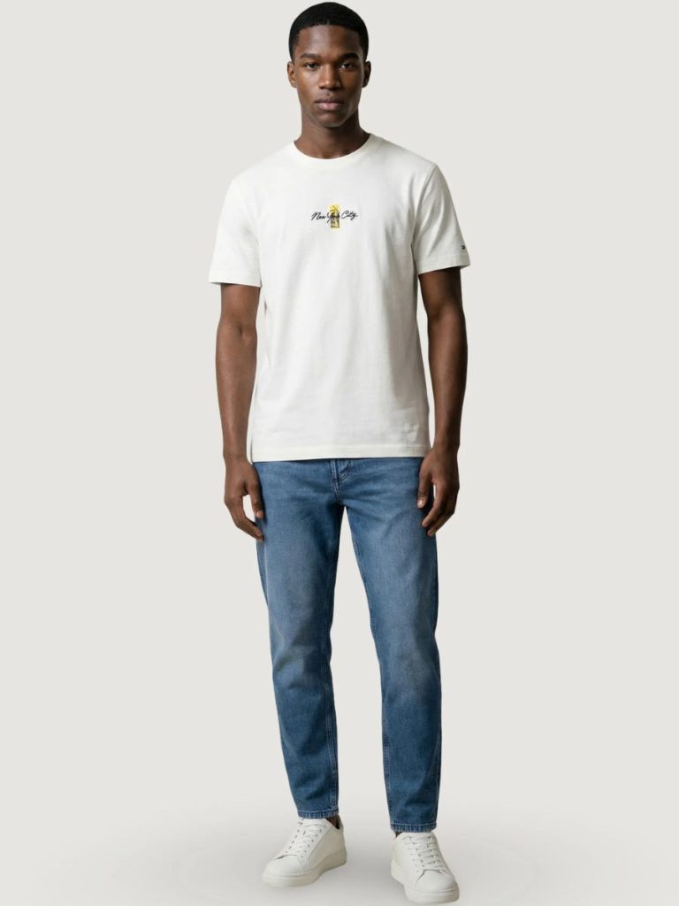 Tommy Jeans ΑΝΔΡΙΚΟ T-SHIRT TOMMY JEANS REG SIGN BLOCK DM0DM22532-YBL-White/Λευκό