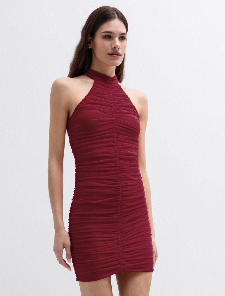 Toi&Moi Halter φόρεμα με σούρα 50-6890-126-Red/Κόκκινο