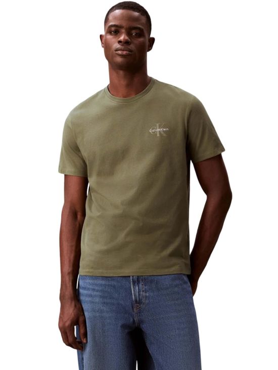 Calvin Klein Ανδρική Μπλούζα Ss 30S Jersey Classic Micro Mo LV04RF278G-Olive/Λαδί