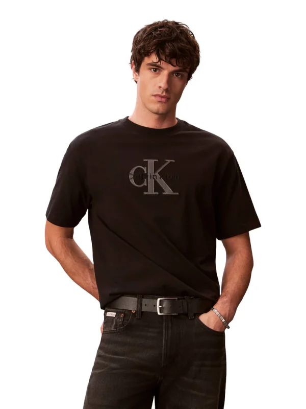CALVIN KLEIN JEANS SS ΑΝΔΡΙΚΟ T-SHIRT SS 16S ELEVATED MONOLOGO TEE LV04RF819G-UB1-BLACK/Μαύρο