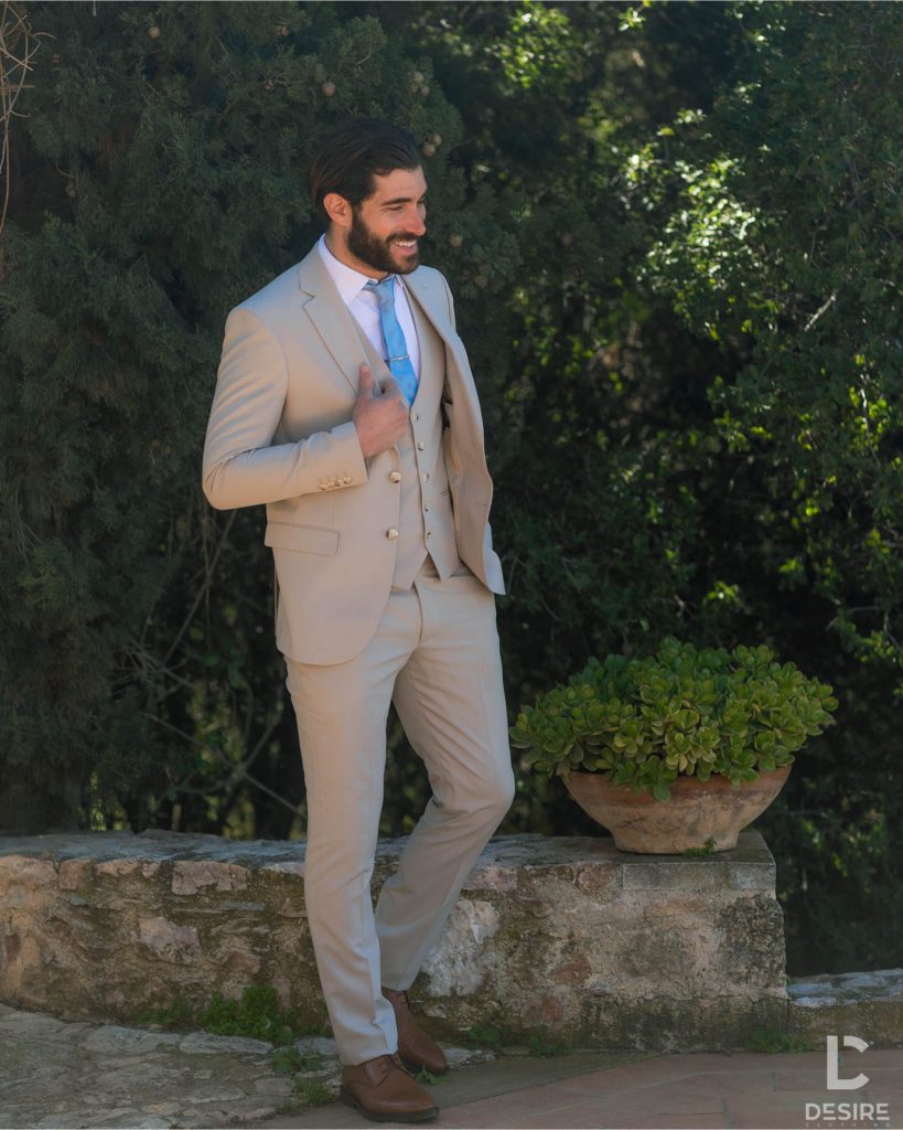 Makan Κοστούμι με Γιλέκο 2035-Beige/Μπέζ