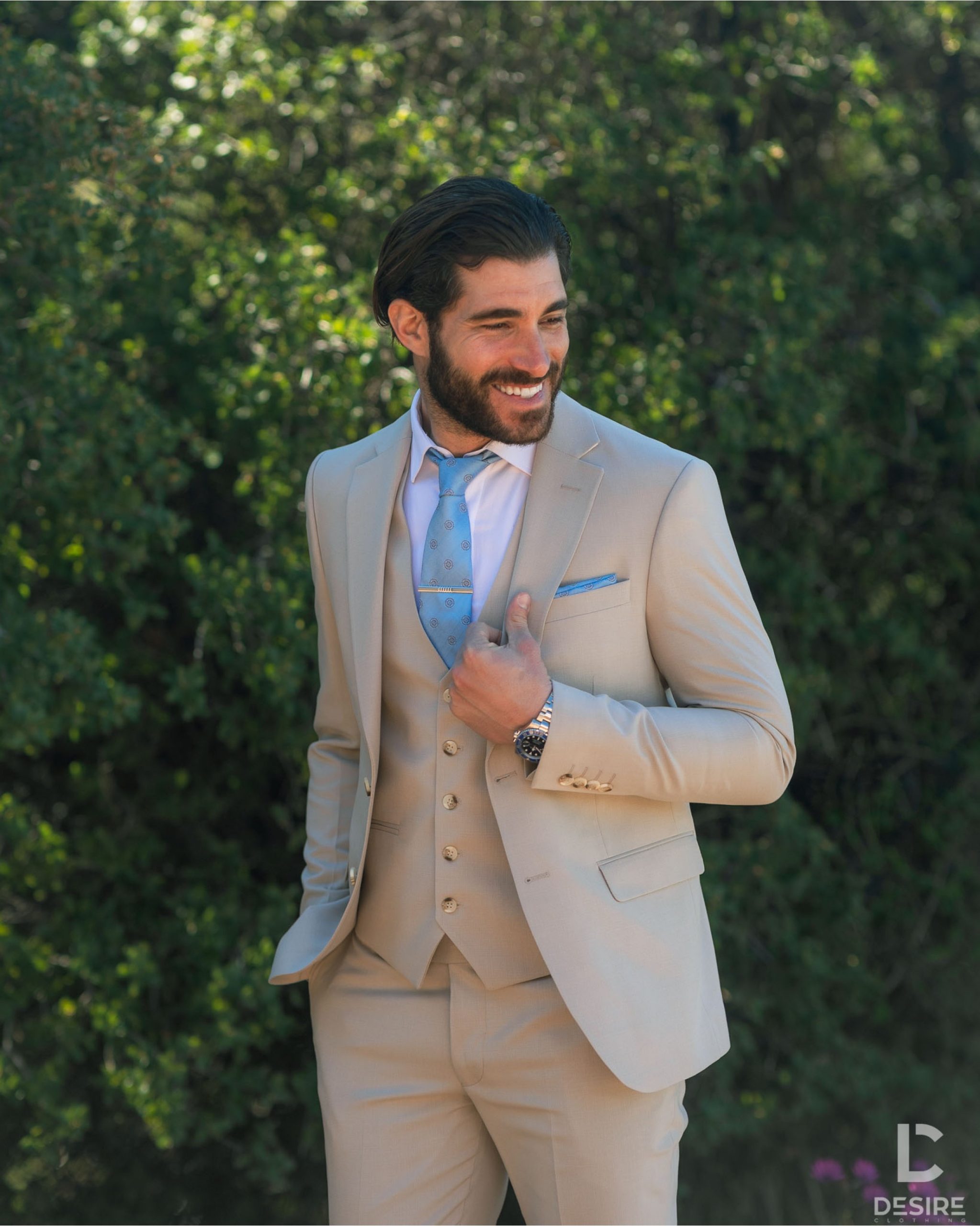 Makan Κοστούμι με Γιλέκο 2035-Beige/Μπέζ Makan Κοστούμι με Γιλέκο 2035-Beige/Μπέζ