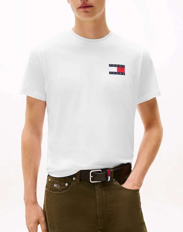 TOMMY JEANS TJM SLIM ESSENTIAL FLAG TEE EXT DM0DM20740-White/Άσπρο