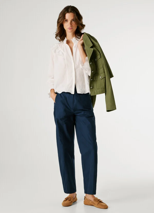 Pepe Jeans Straight trousers with belt PL2100076-Dulwich Blue/Μπλέ