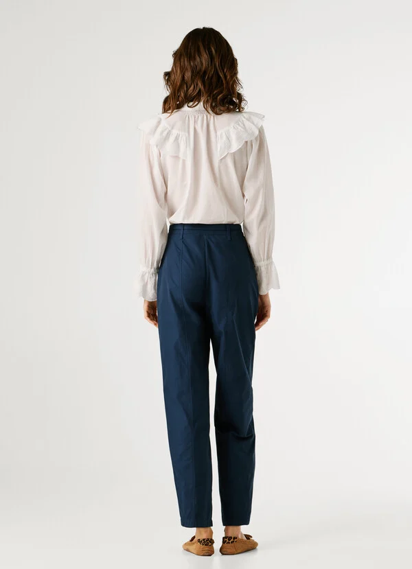 Pepe Jeans Straight trousers with belt PL2100076-Dulwich Blue/Μπλέ Pepe Jeans Straight trousers with belt PL2100076-Dulwich Blue/Μπλέ
