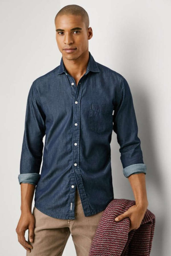 Pepe Jeans Denim Πουκάμισο 'Essentials' PM3090016C2-Denim/Τζίν