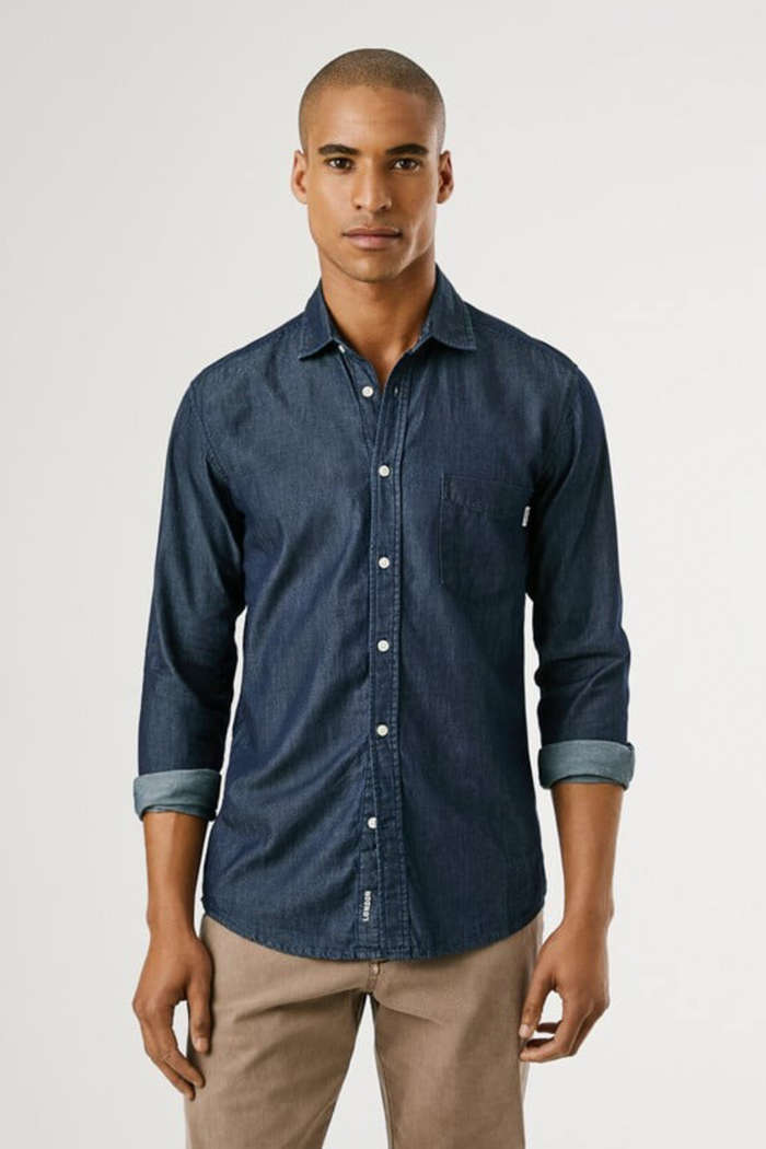 Pepe Jeans Denim Πουκάμισο 'Essentials' PM3090016C2-Denim/Τζίν Pepe Jeans Denim Πουκάμισο 'Essentials' PM3090016C2-Denim/Τζίν