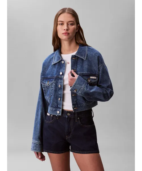 CALVIN KLEIN JEANS Τζιν Μπουφάν Cropped Fit LV047F681G-Blue/Μπλέ