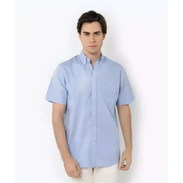 The Bostonians Κοντομάνικο Βαμβακερό Πουκάμισο Μπλε 3bap0000-b176sk-Light Blue/Γαλάζιο