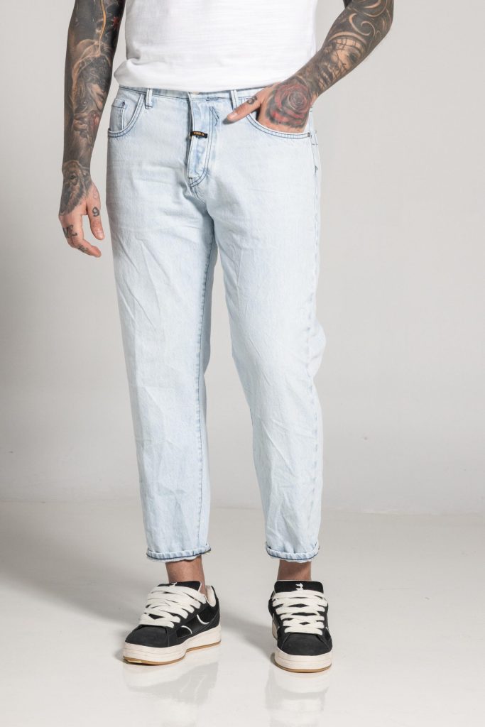 Cosi Jeans Ανοιχτόχρωμο φαρδύ τζιν με μεγάλη κίτρινη COSI ετικέτα Matto 5 -Blue/Ανοιχτό Μπλέ