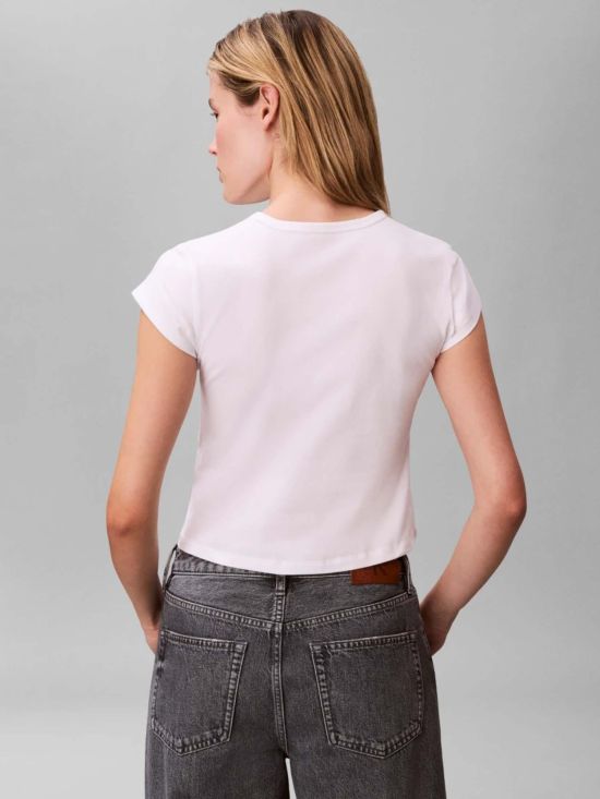 Calvin Klein Γυναικεία Μπλούζα Placed Institutional Baby Tee LV047F842G-Bright White/Άσπρο