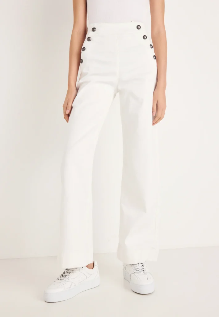 Pepe Jeans Φαρδύ Παντελόνι Με Κουμπιά Μπροστά PL2100069-800-White/Λευκό