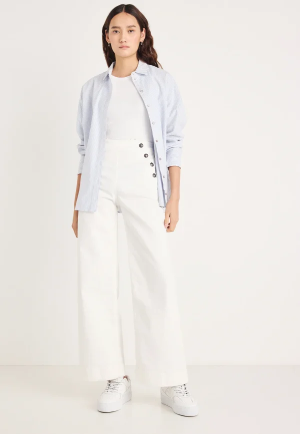 Pepe Jeans Φαρδύ Παντελόνι Με Κουμπιά Μπροστά PL2100069-800-White/Λευκό