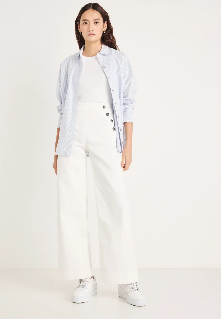 Pepe Jeans Φαρδύ Παντελόνι Με Κουμπιά Μπροστά PL2100069-800-White/Λευκό