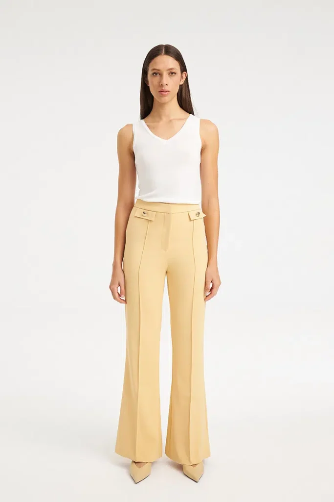 Mind Matter DALISA TROUSERS Tailored Παντελόνι με Νερβίρ MML26-01-03-002-YELLOW/Κίτρινο