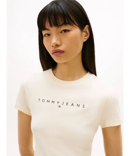 Tommy Jeans T-shirt Slim Fit DW0DW18398-White Clay/Μπέζ Tommy Jeans T-shirt Slim Fit DW0DW18398-White Clay/Μπέζ