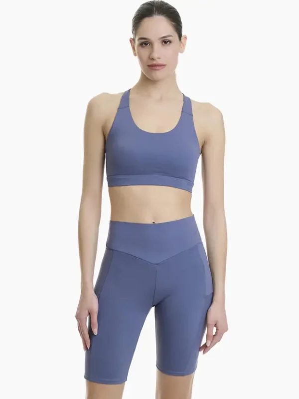 Walk Ποδηλατικό κολάν συμπίεσης laser cut με τσέπες στο πλάι W916_07-Blue Raf/Μπλέ Ράφ