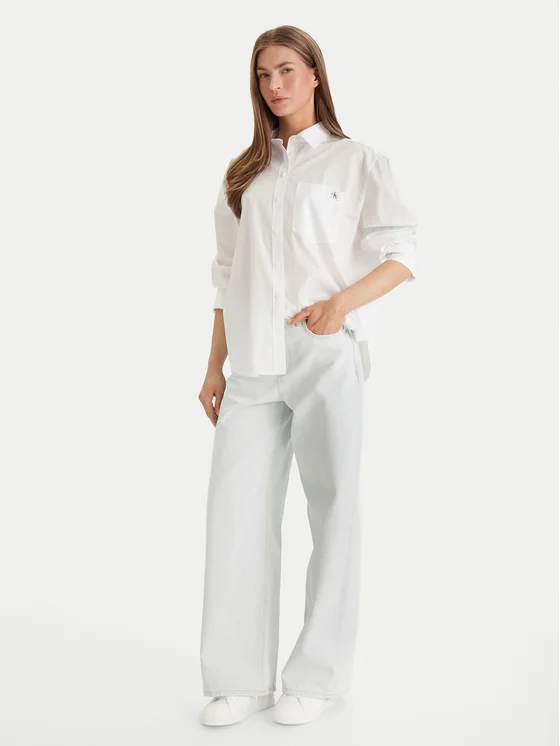 Calvin Klein Jeans Πουκάμισο Relaxed Fit LV047F147G-White/Λευκό