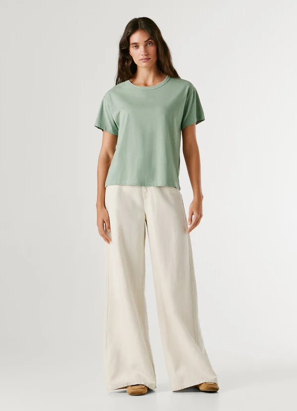 Pepe Jeans Mπλουζάκι με στρας με λογότυπο PL5000167-610-Green/Πράσινο