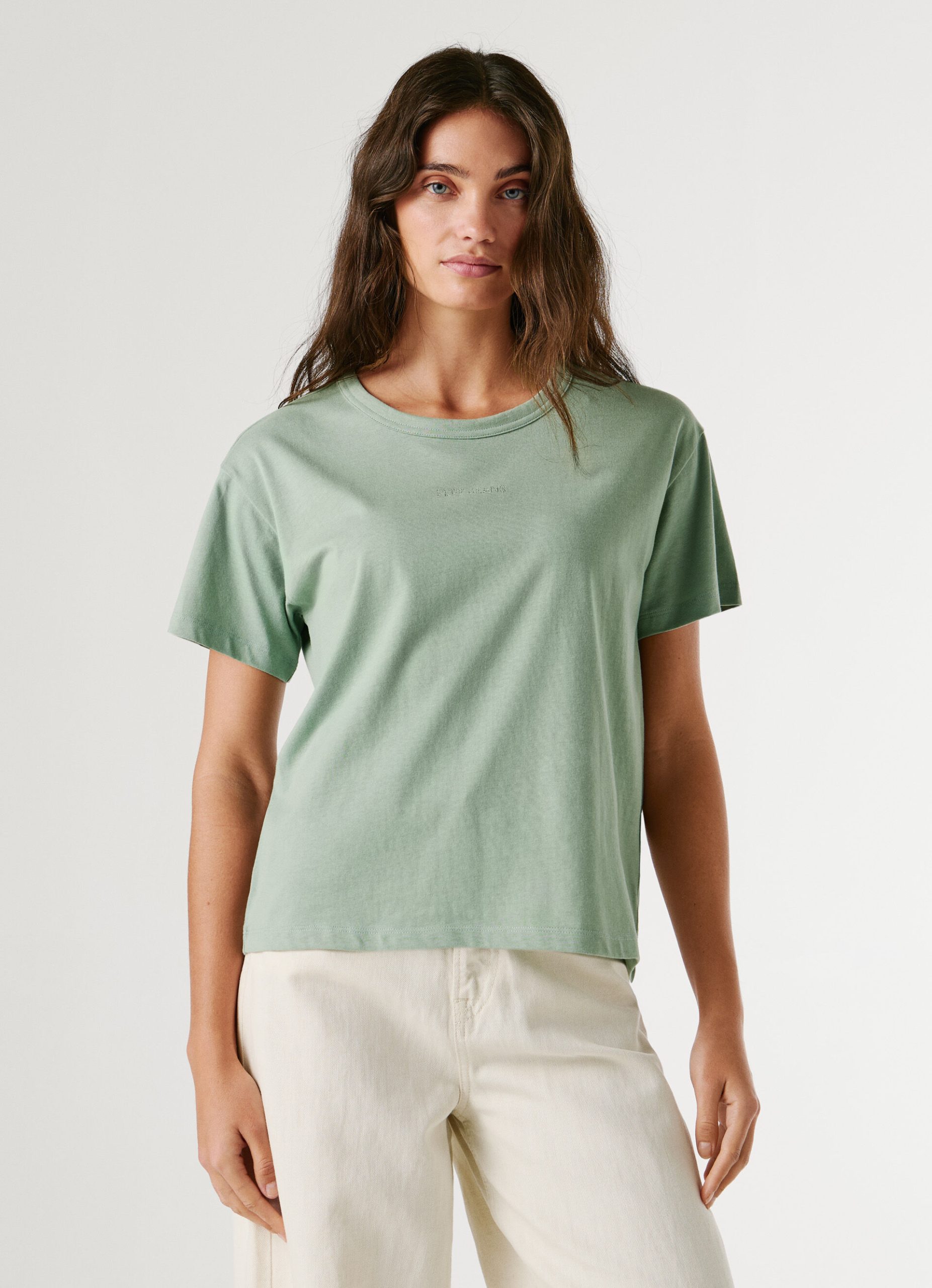 Pepe Jeans Mπλουζάκι με στρας με λογότυπο PL5000167-610-Green/Πράσινο Pepe Jeans Mπλουζάκι με στρας με λογότυπο PL5000167-610-Green/Πράσινο