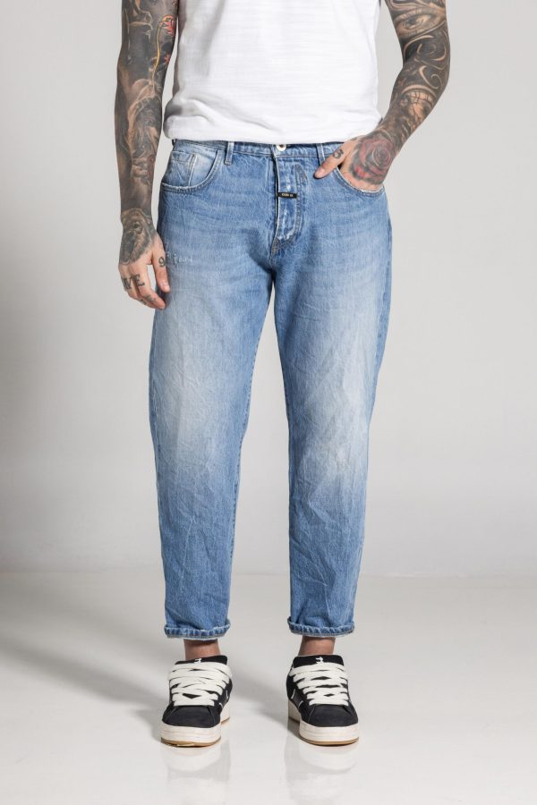 Cosi Jeans Ανοιχτόχρωμο φαρδύ τζιν με μεγάλη λευκή COSI ετικέτα MATTO 8-Blue/Μπλέ