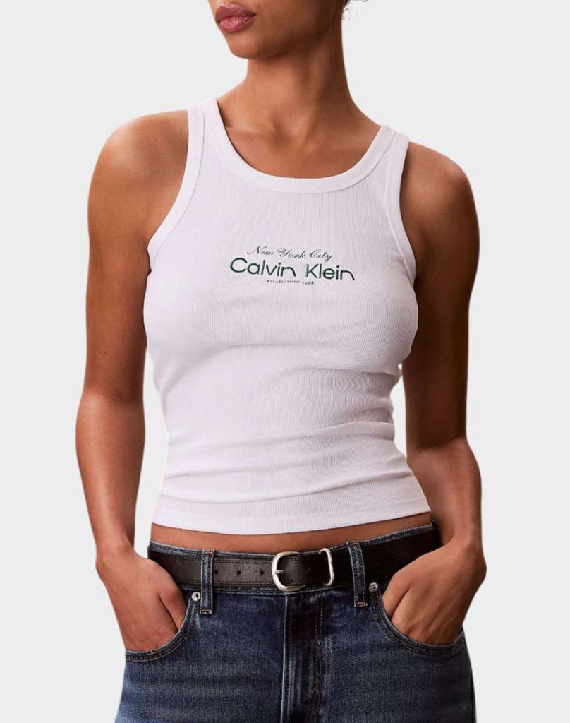 CALVIN KLEIN JEANS CONTOUR 2X2 RIB GRAPHIC TANK LV047F816G-YAF-White/Λευκό