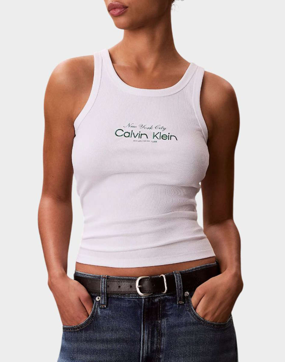 CALVIN KLEIN JEANS CONTOUR 2X2 RIB GRAPHIC TANK LV047F816G-YAF-White/Λευκό CALVIN KLEIN JEANS CONTOUR 2X2 RIB GRAPHIC TANK LV047F816G-YAF-White/Λευκό