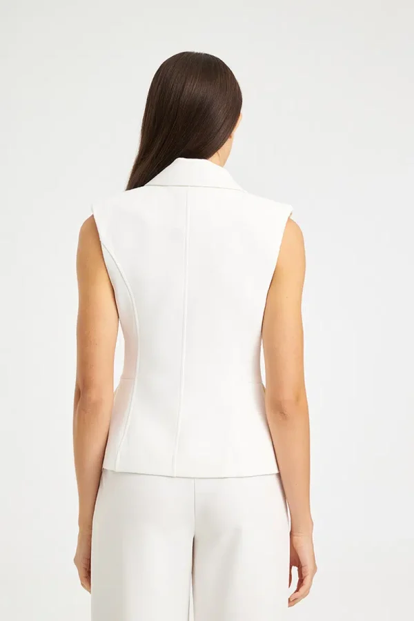 Mind Matter TINOS VEST Tailored Γιλέκο με Χρυσά Κουμπιά MML26-01-05-001-WHITE/Λευκό